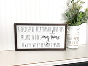 A successful relationship requires falling in love many times, always with the same person sign / Framed wooden sign / Love frame home sign