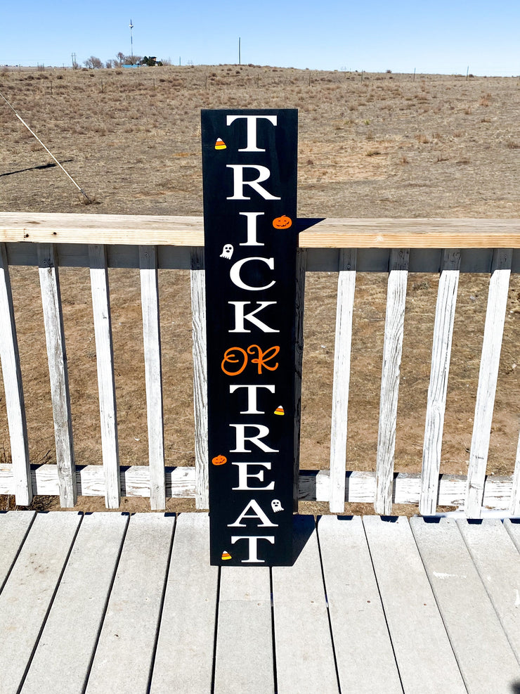 Reversible Trick or Treat/Always be Thankful outdoor front door/porch wooden sign. Large Halloween fall decor wood sign for your front door