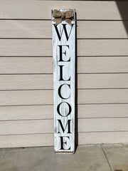 Reversible Blue Welcome Heart American Flag Patriotic and White Front Door Welcome Sign, Double Sided - Tall Porch Sign - 4th of July Sign