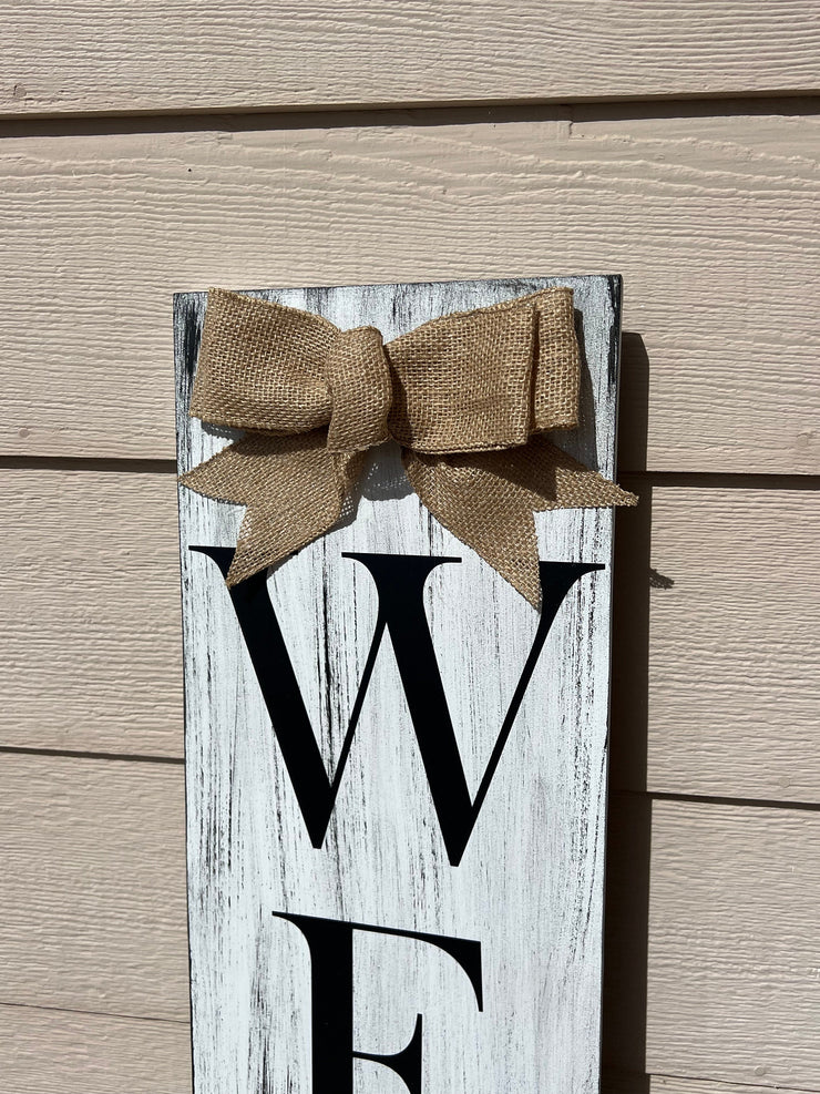 Reversible Blue Welcome Heart American Flag Patriotic and White Front Door Welcome Sign, Double Sided - Tall Porch Sign - 4th of July Sign