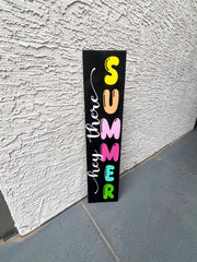 Welcome Spring - Hey There Summer Reversible Wooden Front Door Sign / Tall Summer Sign / Large Spring and Summer Porch Sign / Porch Leaner