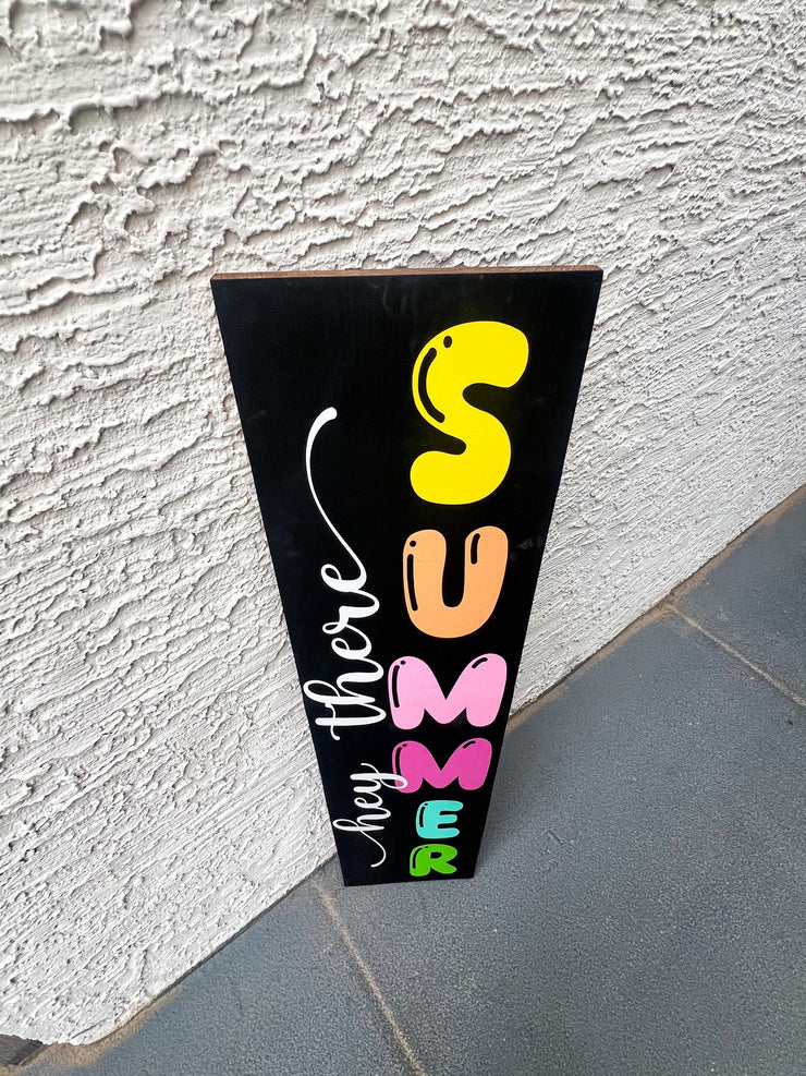 Welcome Spring - Hey There Summer Reversible Wooden Front Door Sign / Tall Summer Sign / Large Spring and Summer Porch Sign / Porch Leaner