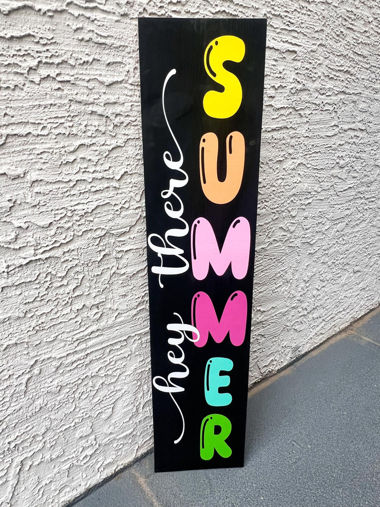 Welcome Spring - Hey There Summer Reversible Wooden Front Door Sign / Tall Summer Sign / Large Spring and Summer Porch Sign / Porch Leaner