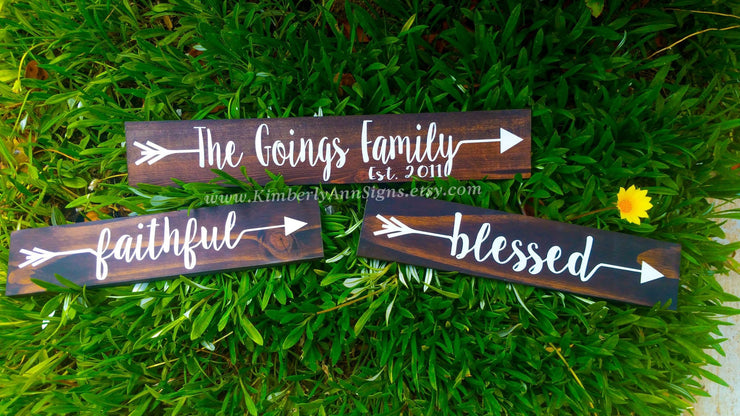 Wooden arrow custom name home decor sign, Family last name sign, Small wood sign, Personalized name sign and established date, your words