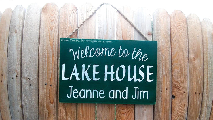 Welcome to the lake house sign / Custom lake sign / Last name sign for lake house, beach house or cabin / Personalized hanging wood sign