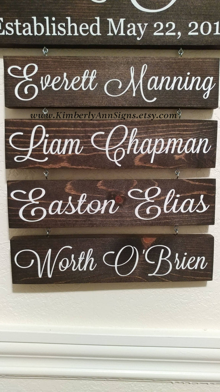 Family name sign / Last name sign with children names / Personalized established sign / Custom name wooden sign / Sign with name plaques