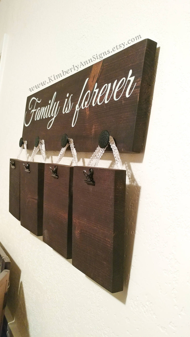 Family is forever wood sign / Picture frame wooden sign / Home decor family sign / Hanging family picture sign