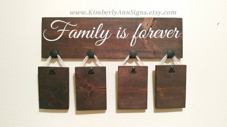 Family is forever wood sign / Picture frame wooden sign / Home decor family sign / Hanging family picture sign