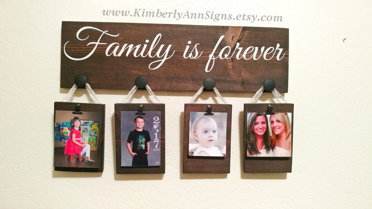 Family is forever wood sign / Picture frame wooden sign / Home decor family sign / Hanging family picture sign