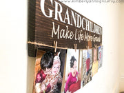 Grandchildren make life more grand wood sign, Grandmother gift, Gift for Grandma, Grandparents gift with picture hanger, wooden grandma sign