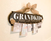 Grandkids make life more grand wood sign / Grandparents gift / Grandkids sign / Gift for Grandma / Grandchildren picture sign / Grandpa gift
