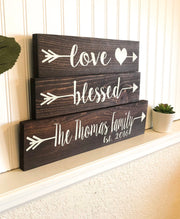 Wooden arrow custom name home decor sign, Family last name sign, Small wood sign, Personalized name sign and established date, your words