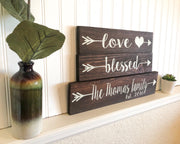 Wooden arrow custom name home decor sign, Family last name sign, Small wood sign, Personalized name sign and established date, your words
