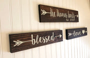Wooden arrow custom name home decor sign, Family last name sign, Small wood sign, Personalized name sign and established date, your words