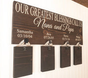 Our greatest blessings call us sign / Personalized Grandparent sign with Grand kid names and birthdays / 4 Grandchildren sign / Custom gift