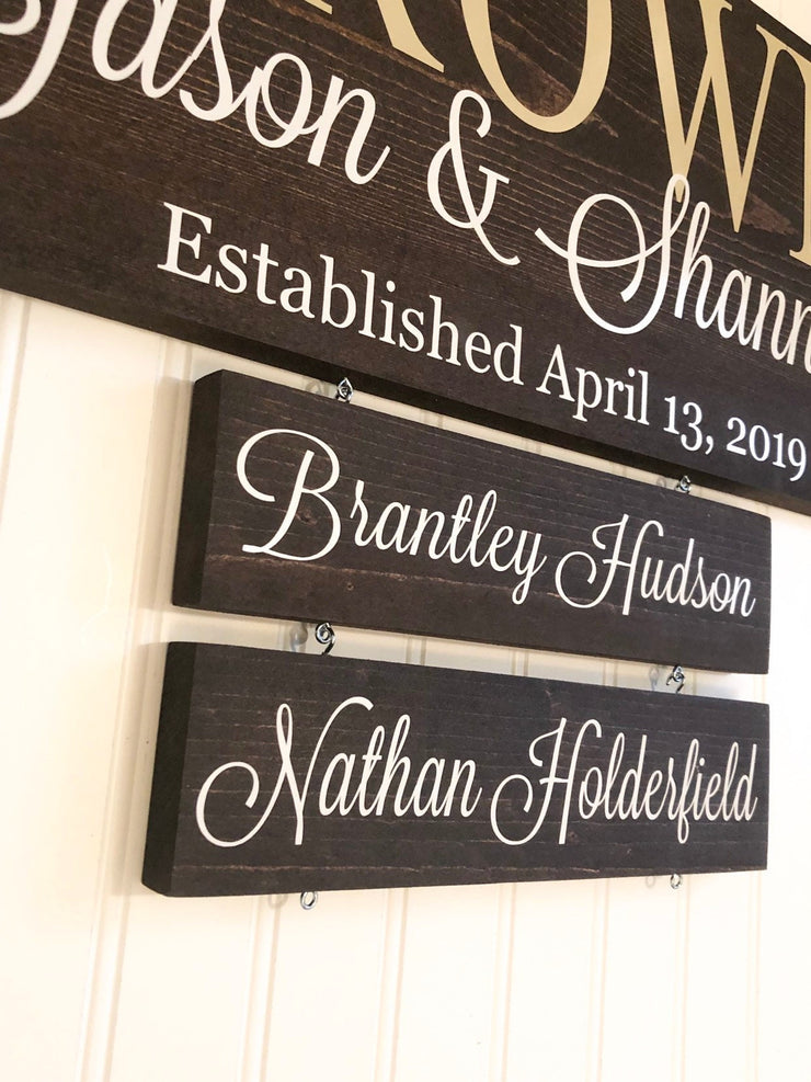 Family name sign / Last name sign with children names / Personalized established sign / Custom name wooden sign / Sign with name plaques