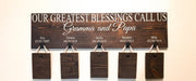 Personalized grandparent sign / Our greatest blessings wooden sign / Custom 5 grandkid name sign / Picture hanging sign for Grandparents