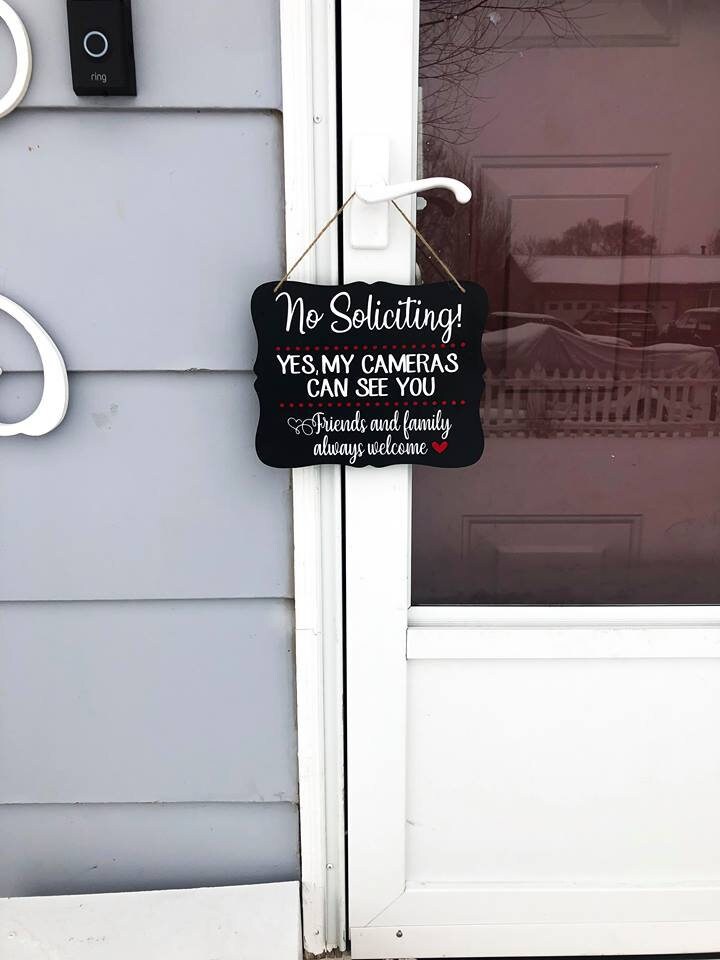 No soliciting! Yes my cameras can see you / No Soliciting door sign / Front door hanging no soliciting sign / I have cameras wooden sign