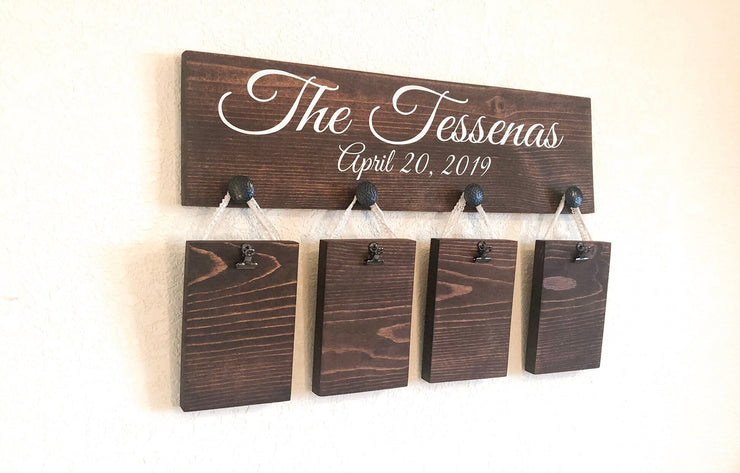 Last name picture sign / Wooden personalized frame sign / Custom last name sign with pictures / Last name and established date wood sign