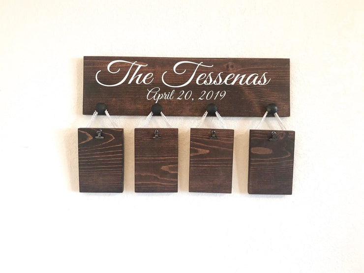 Last name picture sign / Wooden personalized frame sign / Custom last name sign with pictures / Last name and established date wood sign