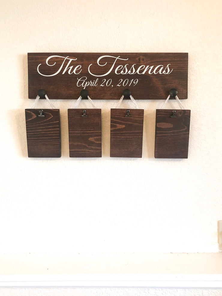 Last name picture sign / Wooden personalized frame sign / Custom last name sign with pictures / Last name and established date wood sign