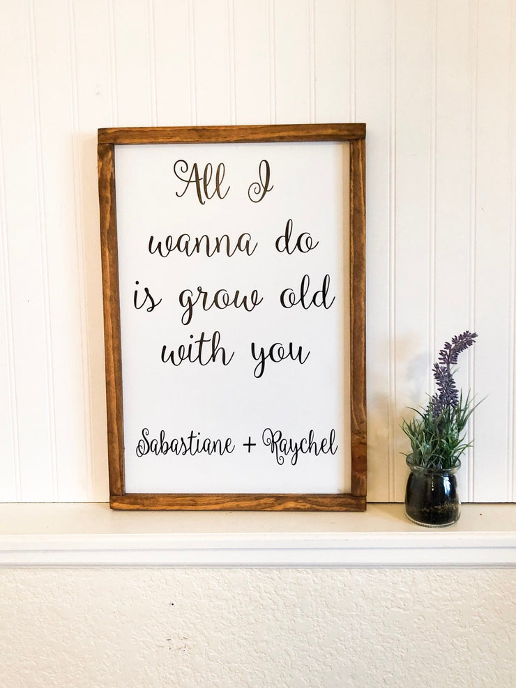 Couples framed sign / Personalized initial couples sign / Wedding decor sign / Grow old with you sign / Custom wedding frame sign