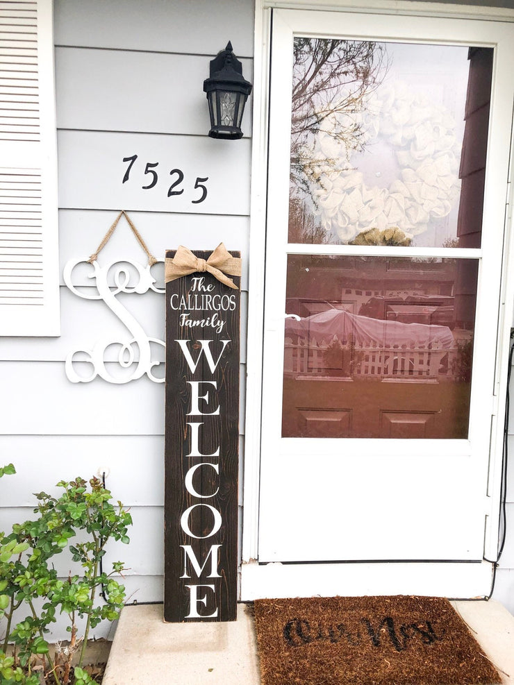 Front door porch welcome sign / Farmhouse style custom welcome sign / Family name front door sign / Welcome wood sign / Personalized welcome