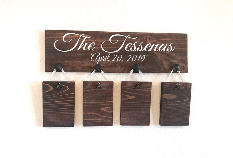 Last name picture sign / Wooden personalized frame sign / Custom last name sign with pictures / Last name and established date wood sign