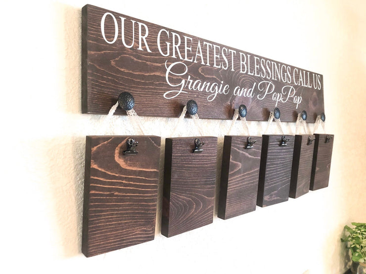 Our greatest blessings / Gift for Grandparents / Mom & Dad gift / Pregnancy announcement / Personalized grandparent name sign