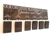 Our greatest blessings call us / Custom grandparent sign / Personalized grandparent sign / With grandkid names and bdays / Picture wood sign