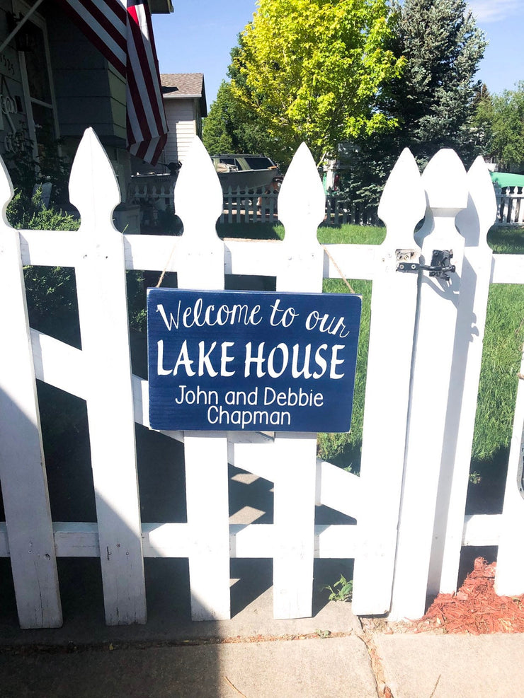 Welcome to the lake house sign / Custom lake sign / Last name sign for lake house, beach house or cabin / Personalized hanging wood sign