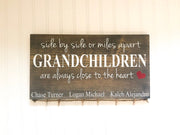 Miles apart sign / Grandchildren picture name sign / Grandparent wood sign / Personalized grandparent gift / Side by side or miles apart