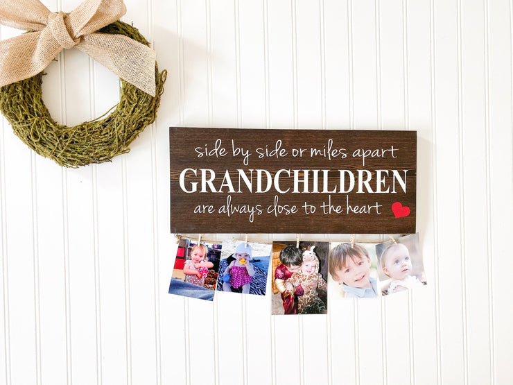 Side by side or miles apart / Grandchildren sign / Grandmother gift / Gift for Grandma/ Grandchildren picture sign / Grandparent gift