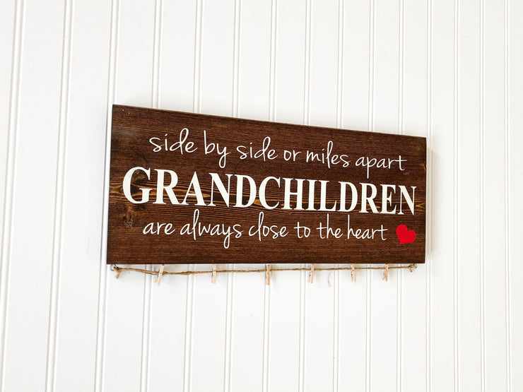 Side by side or miles apart / Grandchildren sign / Grandmother gift / Gift for Grandma/ Grandchildren picture sign / Grandparent gift