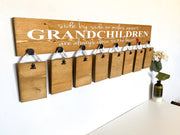 Side by side or miles apart sign / Grandchildren are close to the heart sign / Custom Grandparent gift / 8 grand kid picture wooden sign