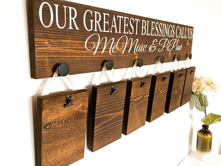 Our greatest blessings / Gift for Grandparents / Mom & Dad gift / Pregnancy announcement / Personalized grandparent name sign