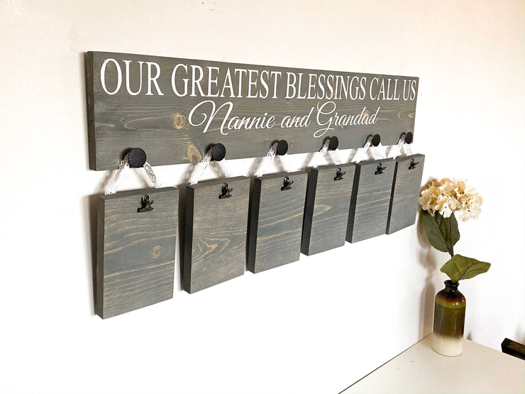 Our greatest blessings / Gift for Grandparents / Mom & Dad gift / Pregnancy announcement / Personalized grandparent name sign