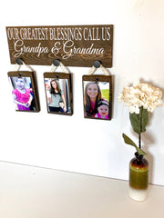 Our greatest blessings sign / 3 grand kids picture sign / Grandparent gift / Gift for Grandma and Grandpa / Custom grandparent wood sign