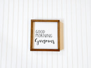 Farmhouse style framed sign / Good Morning Gorgeous Hello there handsome set / Bedroom decor signs / Bedside table sign / Cute bedroom signs