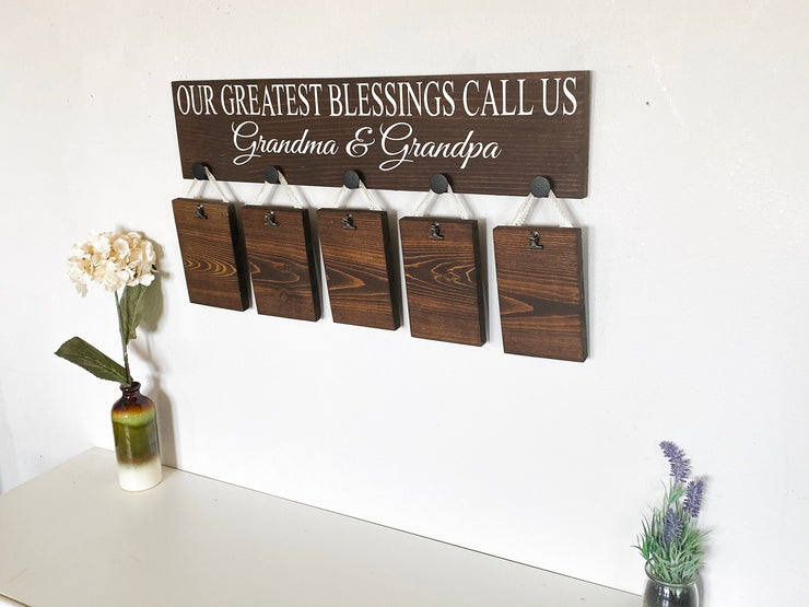 Our greatest blessings call us gift / Gift for Grandparents / Nana and Papa /Grandma and Grandpa / Pregnancy announcement pictures sign