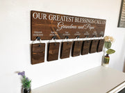 Our greatest blessings call us / Custom grandparent sign / Grandparent sign with 7 grand kids names and bday / Personalized grandparent sign