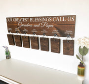 Our greatest blessings call us / Custom grandparent sign / Grandparent sign with 7 grand kids names and bday / Personalized grandparent sign