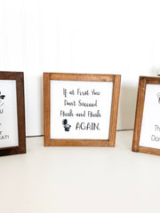 If at first you don't succeed, flush and flush again framed wooden bathroom sign. Cute framed bathroom sign decor. Farmhouse bathroom sign