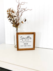 Sprinkles are for cupcakes NOT for toilet seats framed wooden bathroom sign. Cute farmhouse framed bathroom sign decor. Funny framed sign