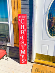 Reversible Merry Christmas / Always Thankful Front Porch Sign / Tall Front Door / Entryway Double Sided Red Christmas / Brown Thankful sign