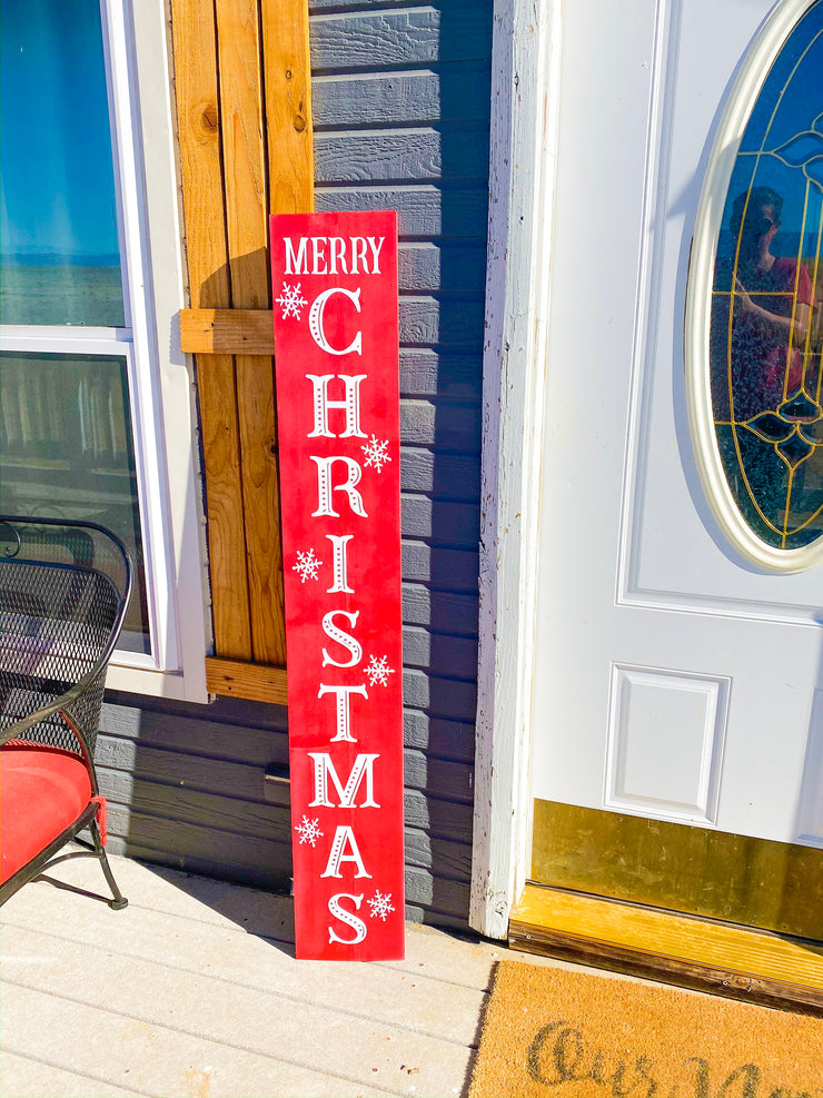 Reversible Merry Christmas / Always Thankful Front Porch Sign / Tall Front Door / Entryway Double Sided Red Christmas / Brown Thankful sign