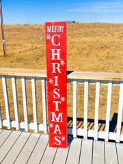 Reversible Merry Christmas / Always Thankful Front Porch Sign / Tall Front Door / Entryway Double Sided Red Christmas / Brown Thankful sign