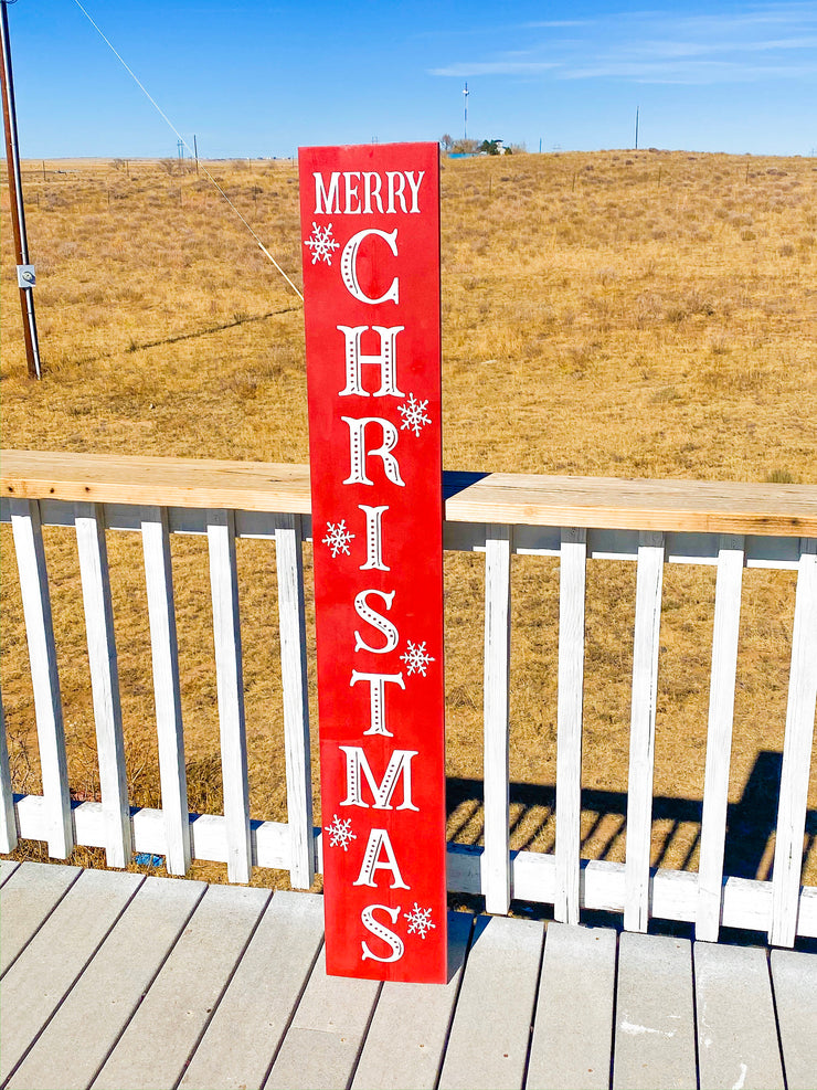 Reversible Merry Christmas / Always Thankful Front Porch Sign / Tall Front Door / Entryway Double Sided Red Christmas / Brown Thankful sign