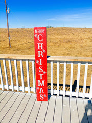 Reversible Merry Christmas / Always Thankful Front Porch Sign / Tall Front Door /  Entryway Double Sided Red Christmas / Brown Thankful sign