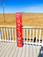 Reversible Merry Christmas / Always Thankful Front Porch Sign / Tall Front Door / Entryway Double Sided Red Christmas / Brown Thankful sign